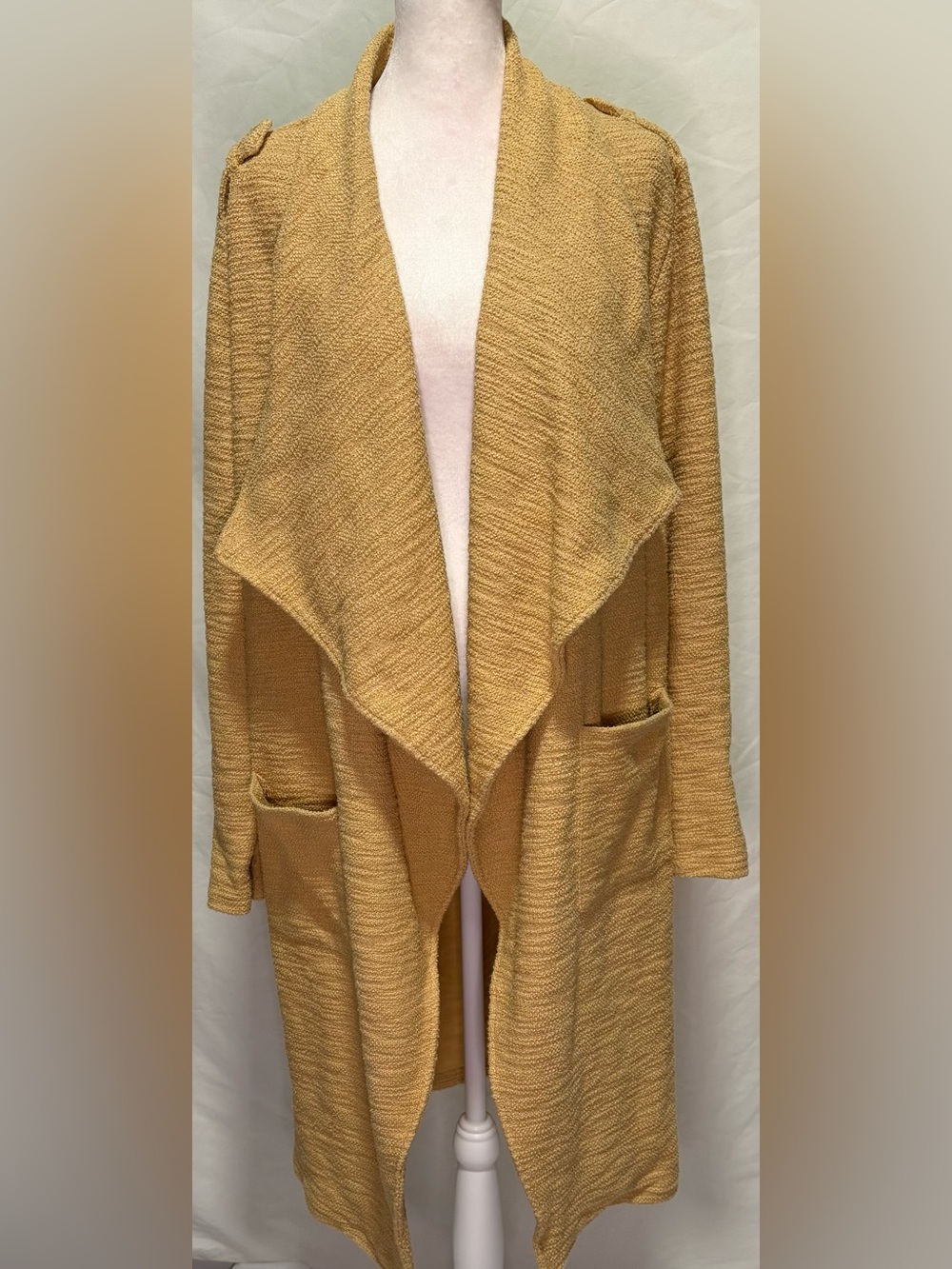 Steve Madden Mustard Gold Waterfall Duster Cardigan Jacket M